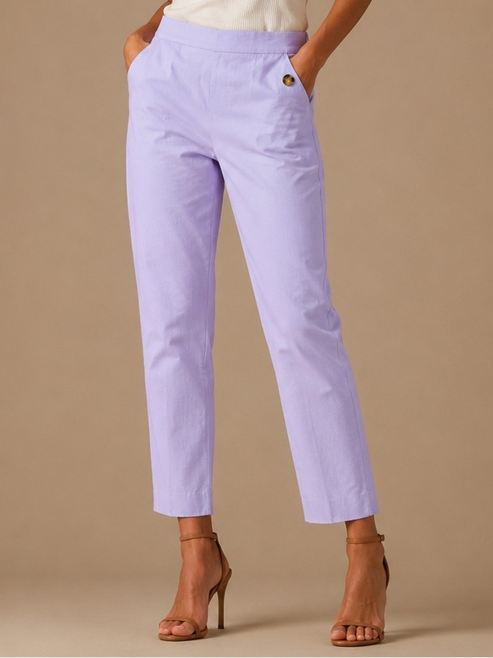 J.Crew Re-Imagined Lavender Linen Blend Pants Purple Coastal Size 4